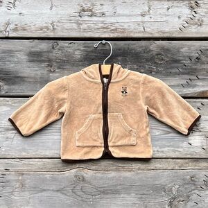 Carter’s Tan Cotton Fleece Full Zip Embroidered Teddy Bear Jacket Infant 9mo